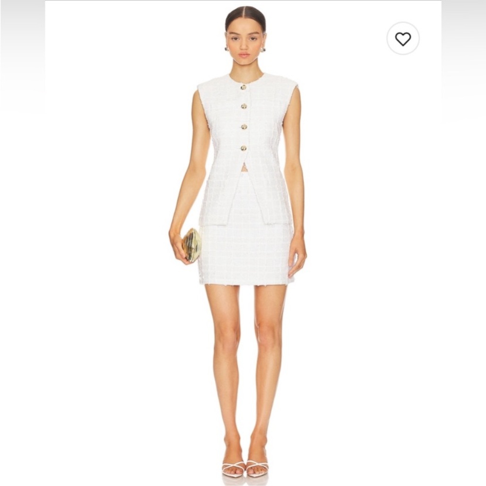 White Tweed Mini Skirt Amanda Uprichard
